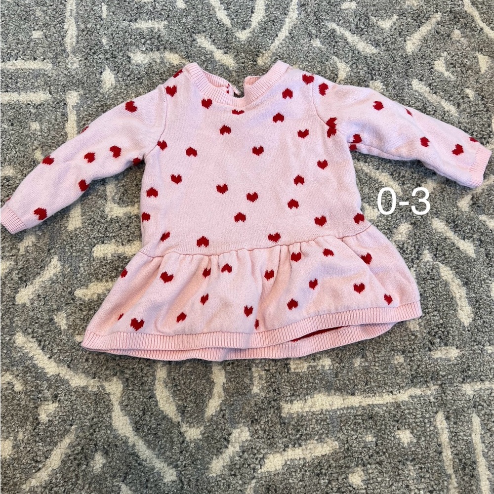 Carter's Pink and Red Heart Long Sleeve Top
